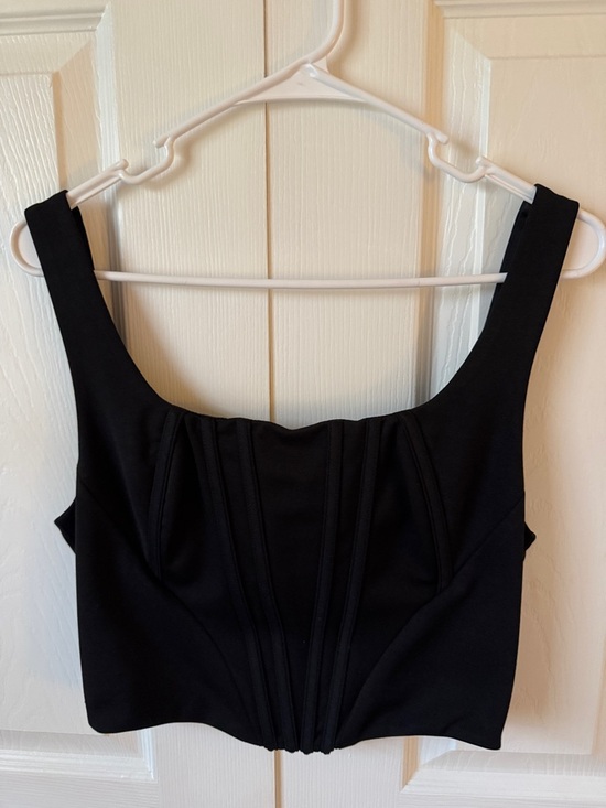 Source Unknown Tops - Black Corset Crop Tank Top